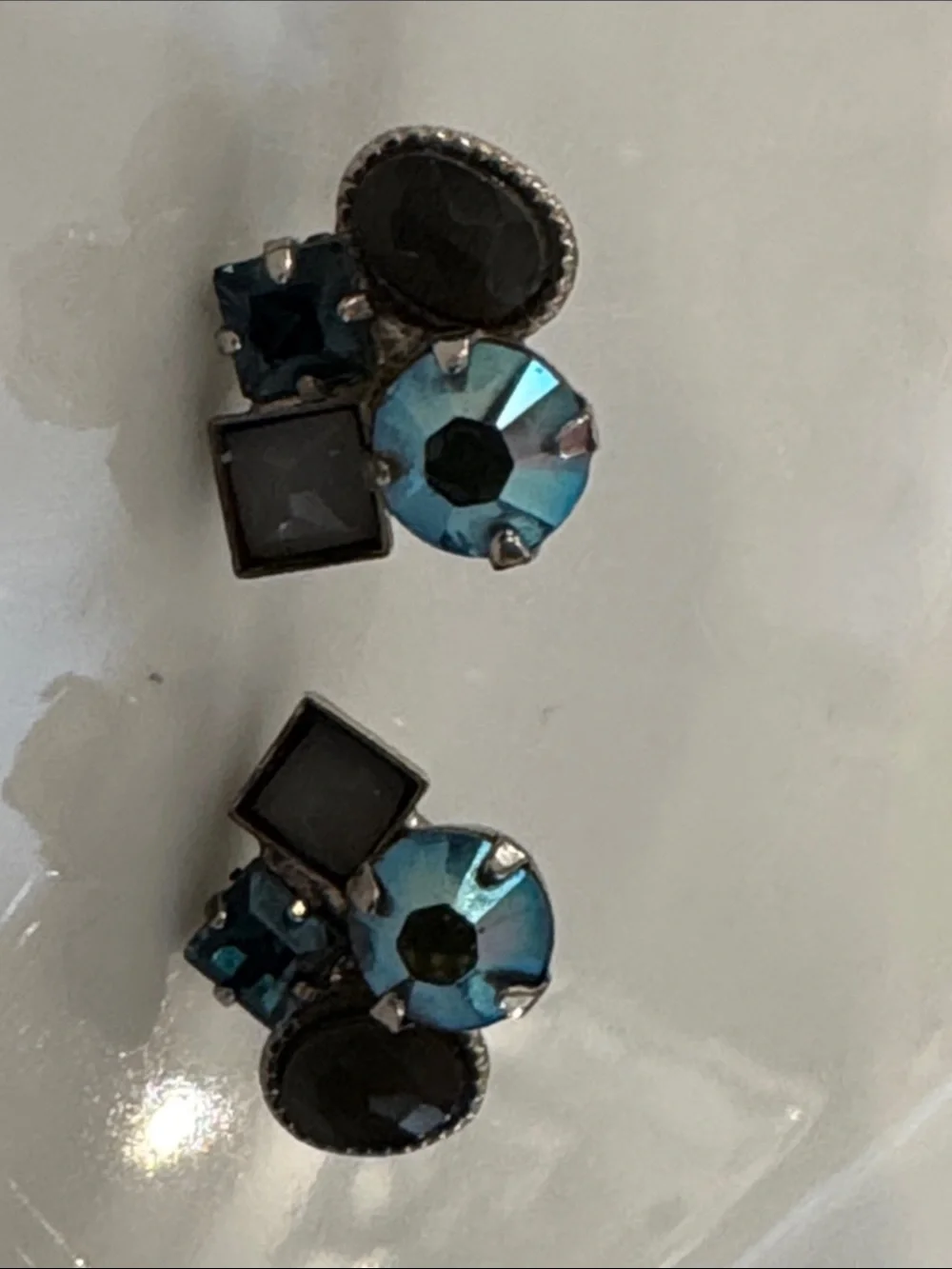 Like new Sorelli crystal and stone blue black silver earrings - Women Jewelry